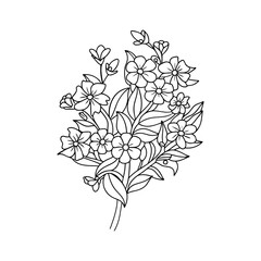  Flowers Bouquet Icon, Minimalist ThinLine Art, Hand-drawn Floral Icon Elements, Flowers in Outline Logo Style.