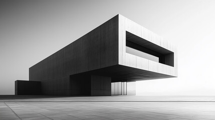 Modern architecture featuring clean lines and monochrome design in an urban setting during daylight