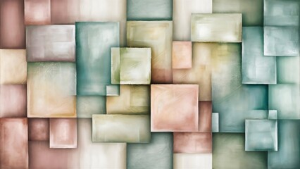 Abstract Geometric Square Pattern Background Texture, Pastel Hues for Modern Design