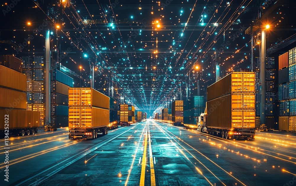 Poster technology interface for global business logistics, connecting international partners through a digi