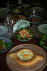 khachapuri on the restaurant's set table