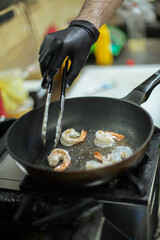 cooking in the restaurant kitchen