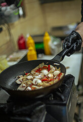 cooking in the restaurant kitchen