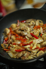 cooking in the restaurant kitchen