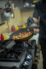 cooking in the restaurant kitchen