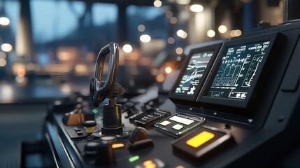 Navigational instruments and modern ship controls in a well-lit interior