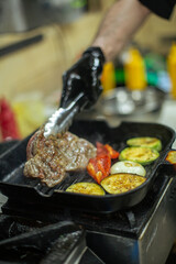 cooking in the restaurant kitchen