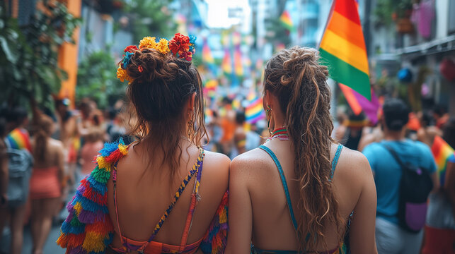 Colorful celebration of pride brings together diverse groups in a vibrant street festival