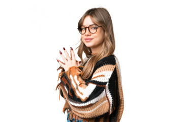 Young girl over isolated chroma key background scheming something