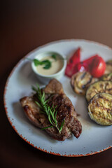 steak cooking in the restaurant kitchen