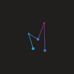 Letter M molecules, technology, modern geometric symbol simple logo vector