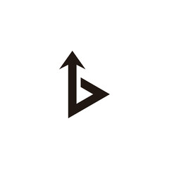 Letter b triangle, arrow geometric symbol simple logo vector