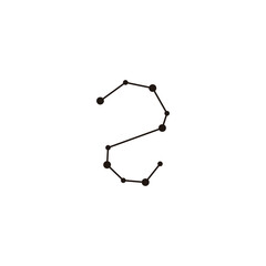 Number 2 molecules, technology geometric symbol simple logo vector