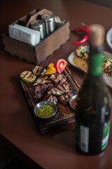 set table with meals in the restaurant