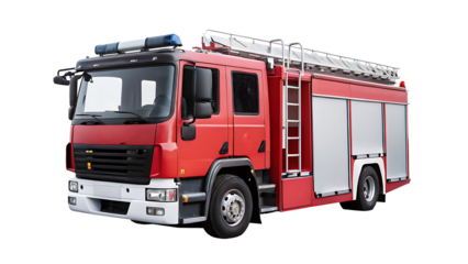modern fire engine truck isolated on a white background.AI GENERATED