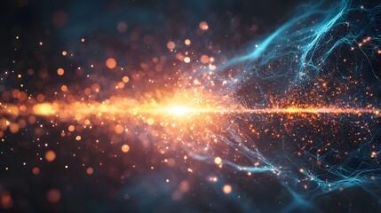 Fototapeta premium Glowing Quantum Particles with Vibrant Energy and Dynamic Forms