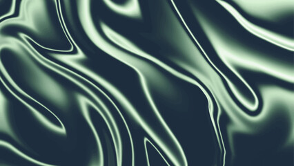 Green liquid background. Abstract glitter fabric. Colorful smooth swirls background. 