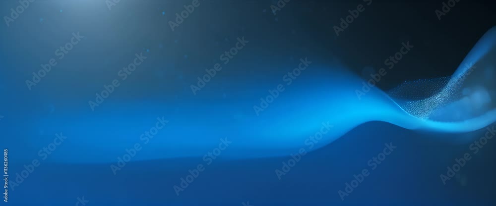Poster abstract digital cyber wave made of blue particles and dots on a dark background big data visualizat