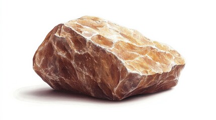 A Detailed Close-Up of a Textured Brown Rock with Irregular Surface and Light Reflection, Perfect for Nature Studies and Geological Illustrations