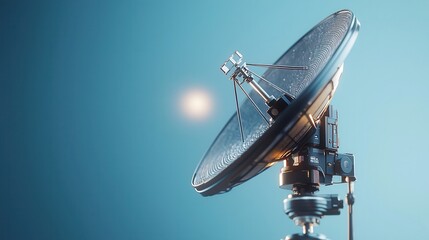 A detailed satellite dish in a high-tech setup against a clear sky