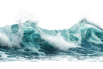 A powerful wave crashes, showcasing vibrant turquoise colors and frothy white crests.
