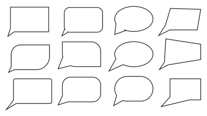 Obraz premium Set of talk bubble speech icon, chat message balloon and communication elements collection, dialogue balloon stickers silhouette isolated on transparent background, cloud bubbles element