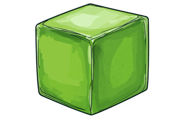 Obraz premium A glossy green cube with smooth edges reflecting light, showcasing a vibrant hue.