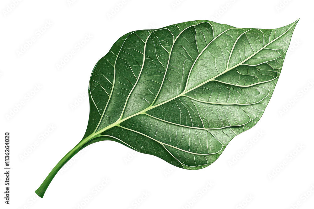 Poster a single green leaf displaying intricate veins and a smooth surface.
