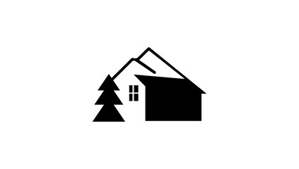 Mountain House, black isolated silhouette