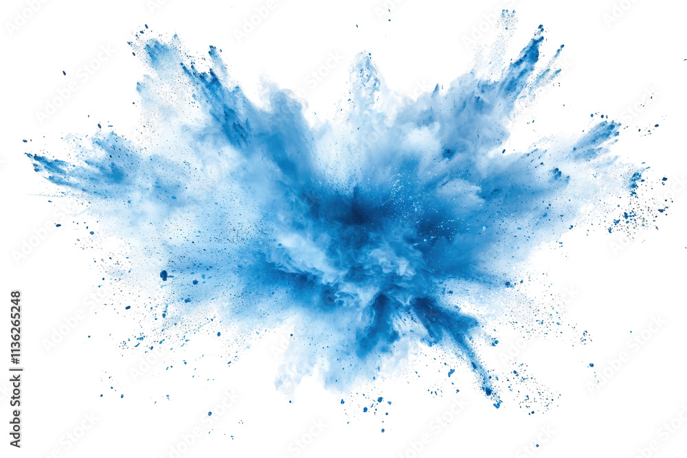 Poster a vibrant splash of blue color resembling an explosion, showcasing dynamic movement and texture.