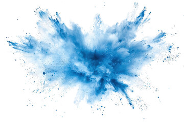 A vibrant splash of blue color resembling an explosion, showcasing dynamic movement and texture.