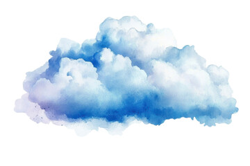 A fluffy, watercolor cloud with shades of blue and white, presenting a soft, ethereal appearance.