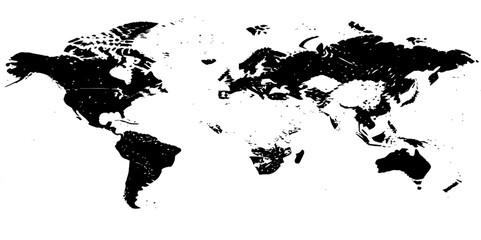 Abstract world map with black and white Ariel view world map top view. Topography map template for infographics Relief of the world map continent business background.