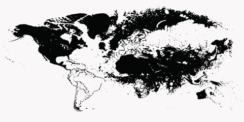 Abstract world map with black and white Ariel view world map top view. Topography map template for infographics Relief of the world map continent business background.