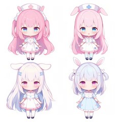 アニメ調の美少女の切り抜き用素材