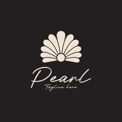 Beauty Luxury Elegant Pearl Seashell Oyster Scallop Shell logo icon vector illustration template design