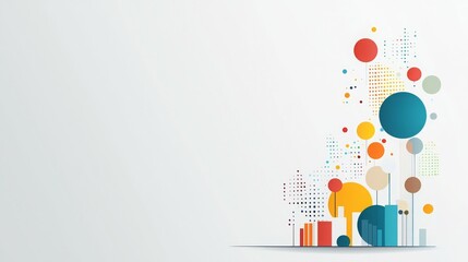 Abstract graphic design with colorful shapes and patterns, ideal for backgrounds or presentations.