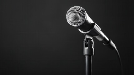 A professional microphone on a stand