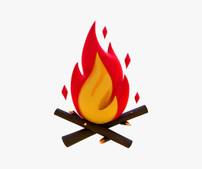 Campfire 3D Illustration icon design