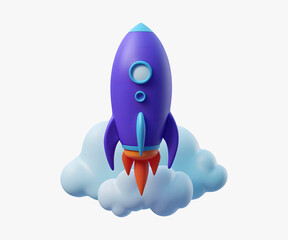 Rocket Launching 3D Illustration