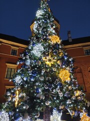 decorated christmas tree. Warsaw 