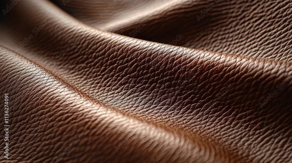Poster a close up of a brown leather material with a grainy texture. the color of the year mocha mousse