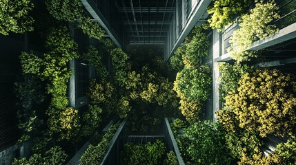 Green skyscraper covered with lush vegetation promoting sustainable architecture