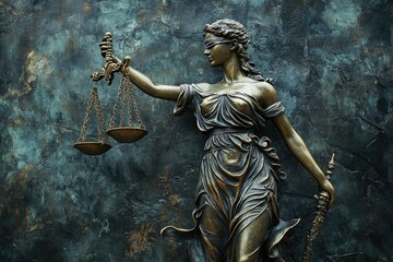 Obraz premium Themis: Iconic Representation of Law and Justice in Poised Elegance, Symbolizing Ethics and Honesty