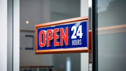 The sign on the door says open 24 hours