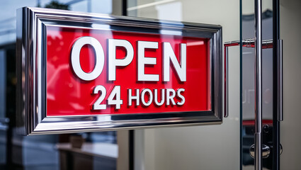The sign on the door says open 24 hours