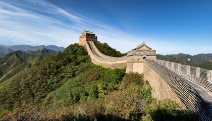 The Great Wall of China, isolated with a transparent background, highlighting its ancient architecture, perfect for cultural, historical projects, and travel-themed designs