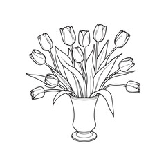 Hand-drawn flower icon, Vector illustration, Outlines black wildflowers, Botanical design. perfect for branding or symbol design.	