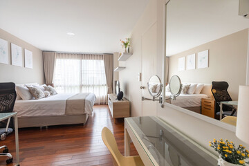 Bangkok, Thailand -August  13 2023 interior of bedroom with comfortable bed.