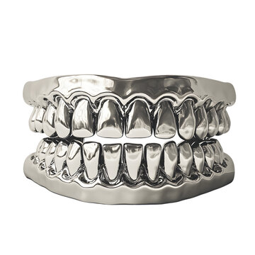 Chrome Plated Teeth Design Isolated